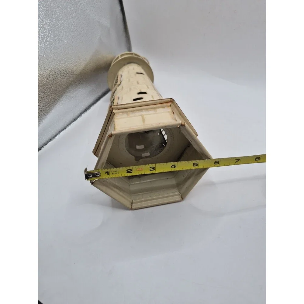 Distressed Metal Antique White Lighthouse Votive Holder Preowned Nautical 14